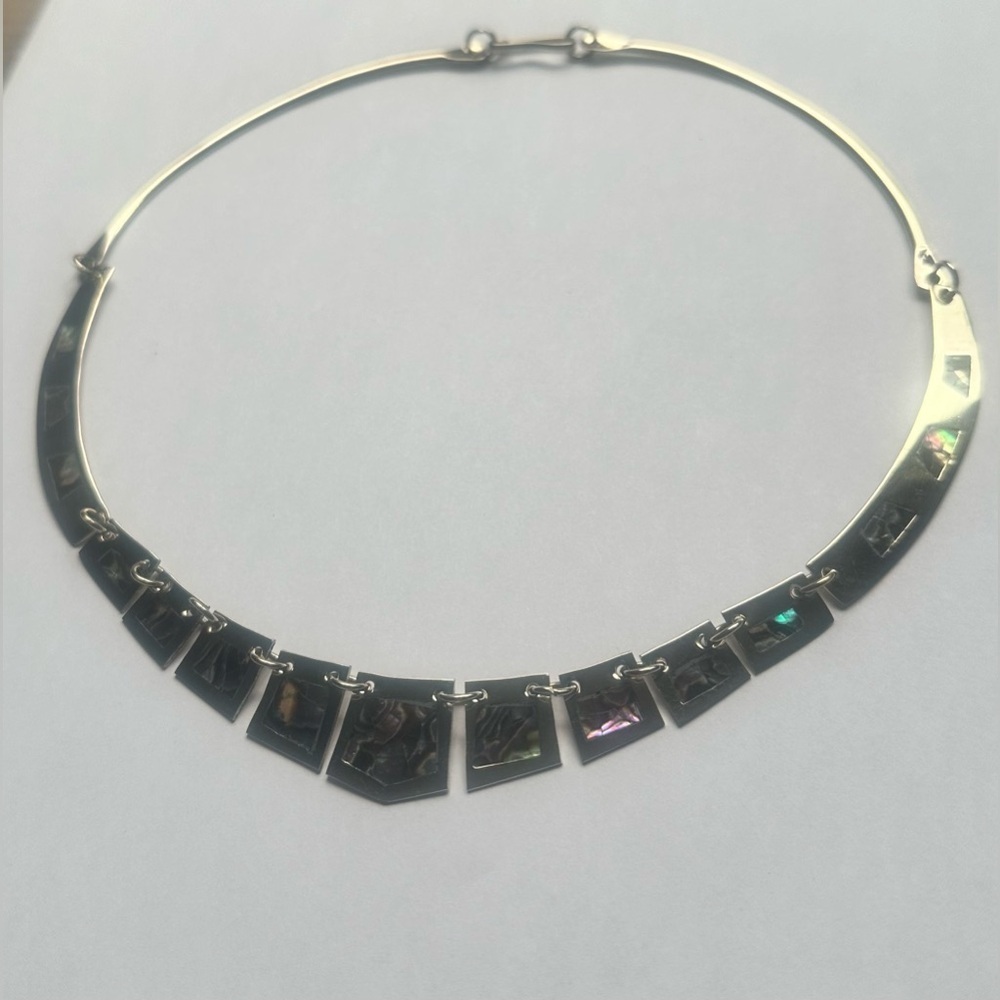 Vintage Abalone Taxco Mexican Alpaca Necklace (N140S)